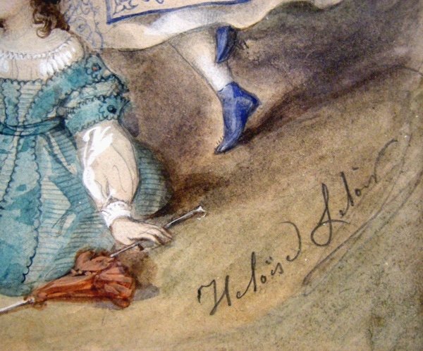 Pair Of Watercolors "second Empire Fashion, Children's Games" By Héloïseleloir-colin (1820-1873)-photo-7