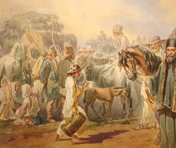 Marché aux chevaux en Roumanie par Caroly P. Szathmari, de la succession du prince Hohenzollern-photo-4