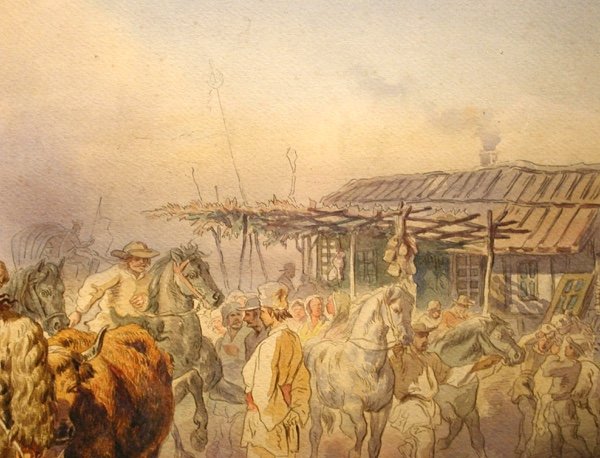 Marché aux chevaux en Roumanie par Caroly P. Szathmari, de la succession du prince Hohenzollern-photo-3