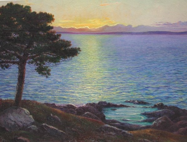 Coucher de soleil sur la mer  par Eduard Kasparides (autrichien 1858 - 1926)-attr.-photo-4