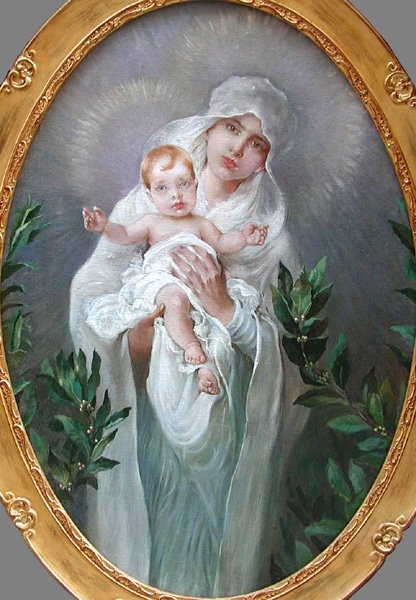 Alfons Mucha (1860-1939) Circle. Virgin And Child-photo-2