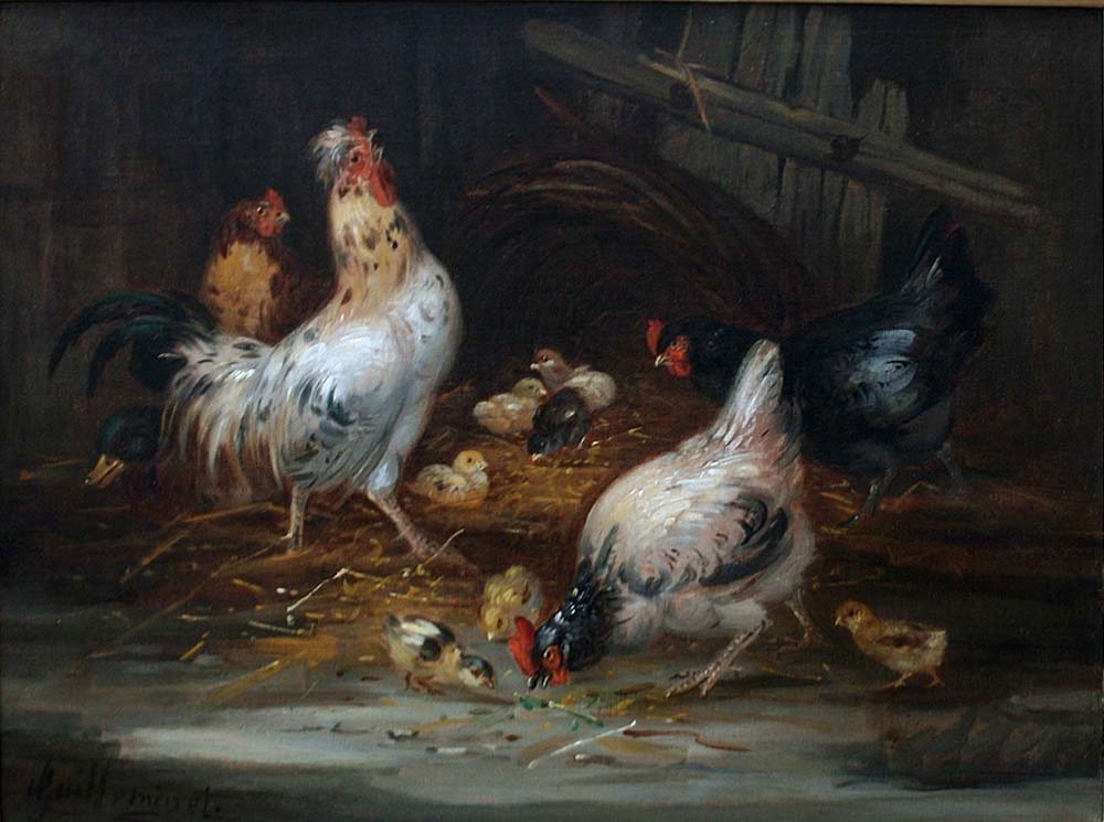 Poulailler de Claude Guilleminet (1821 - Paris - vers 1861)-photo-2