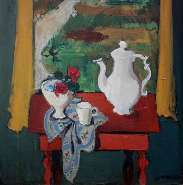 Modernist Still Life By Jeanine Mestchian (armenian, School Of Paris, Circa 1930-1940)-photo-1