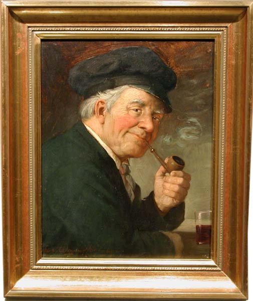 Pipe Smoker By Josef Wagner-höhenberg (1870-1939)