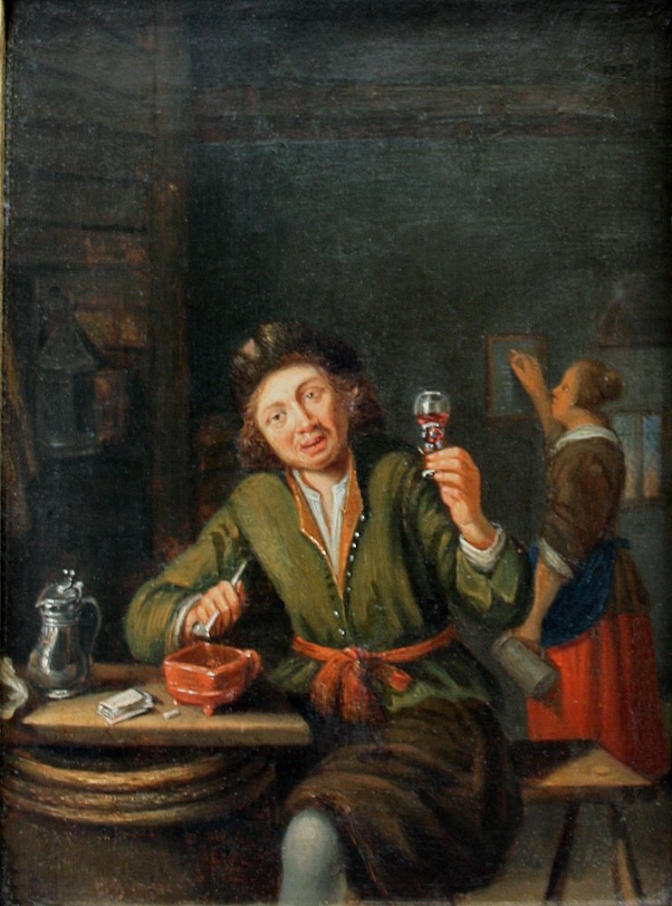 Willem van Mieris (néerlandais 1662 - 1747), cercle  “Scène  à l'Auberge”-photo-2