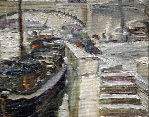 Boats On The Seine In Paris  By Michail Petrovic Zavistovsky (1897 - 1931)-photo-4
