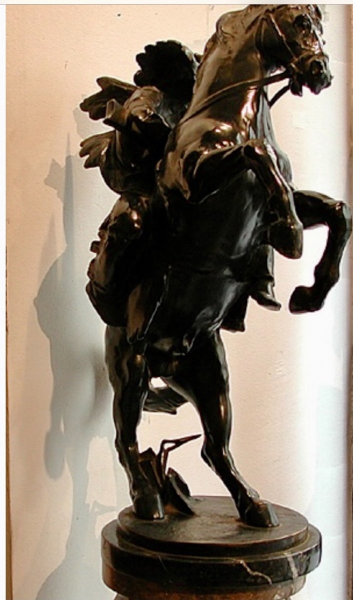 Large Bronze Sculpture: American Indian Warrior By Bruno Zach (austrian 1891 - 1945)-photo-3