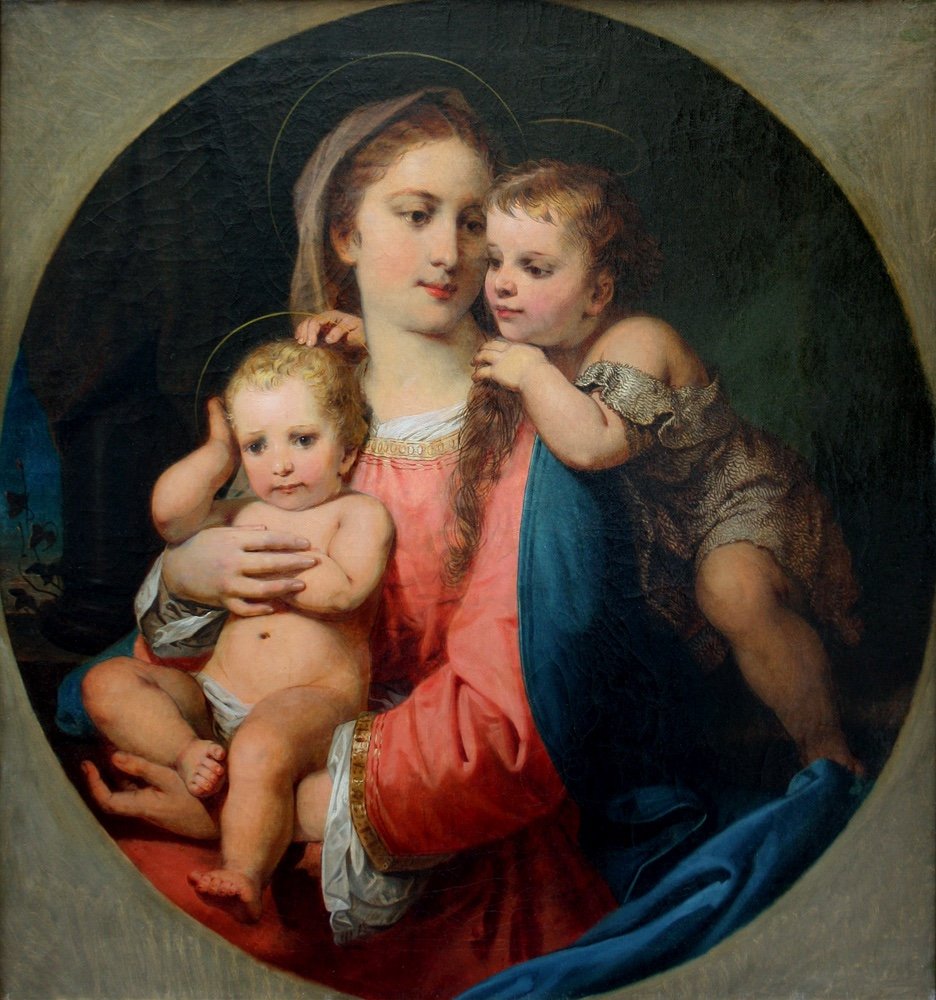 Madonna With Jesus And St. John By Franz Russ (austrian 1844 - 1906)-photo-2