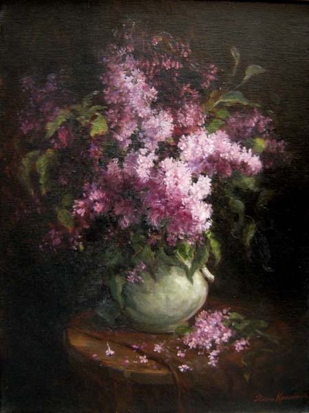 Still Life With Lilac By Stassa Kovacevic (1888 Constantinople - 1945 Vienna)-photo-2