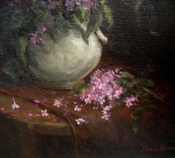 Still Life With Lilac By Stassa Kovacevic (1888 Constantinople - 1945 Vienna)-photo-4