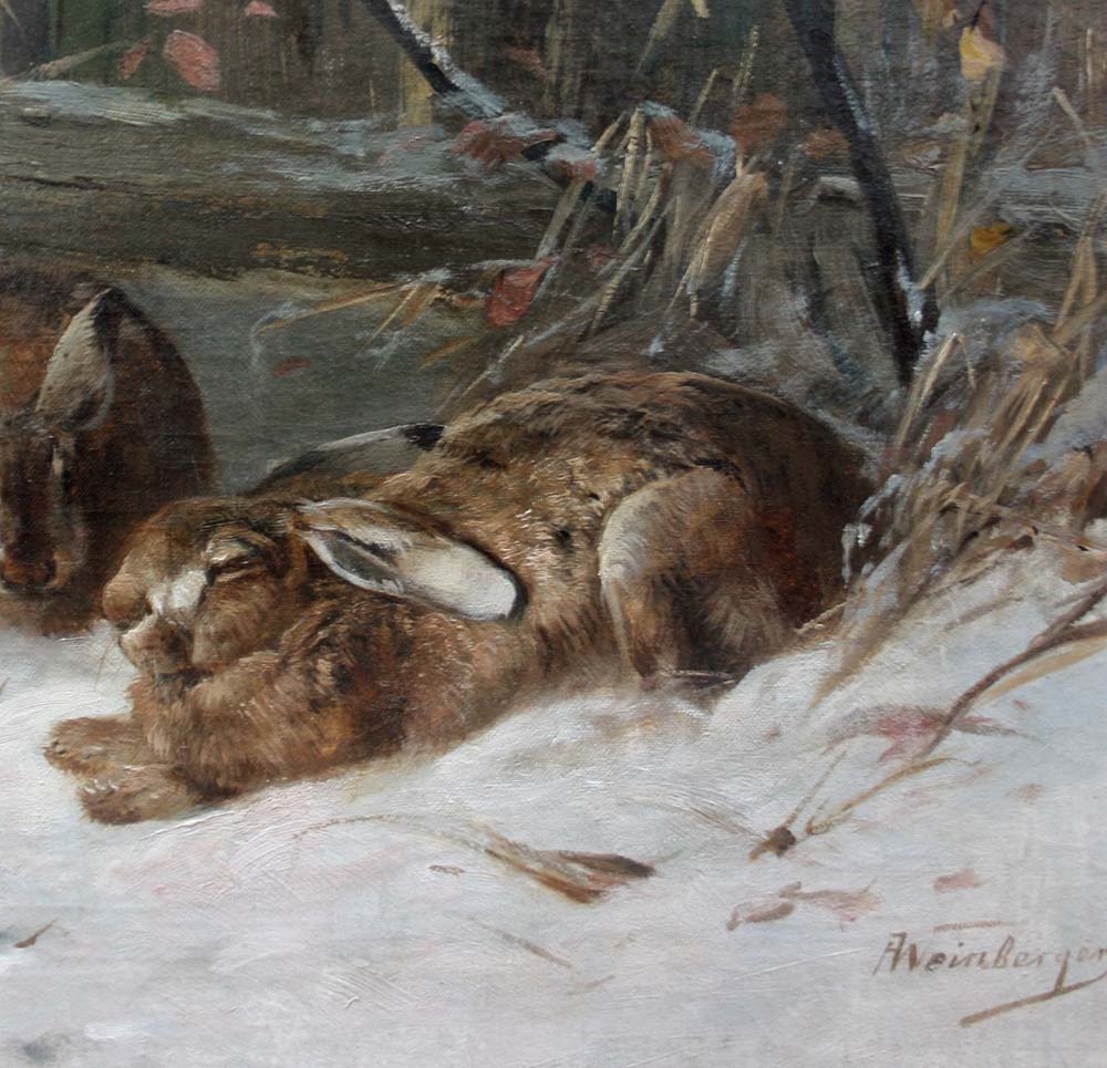 Fox And Hare By Anton Weinberger (1843 - 1912)-photo-1