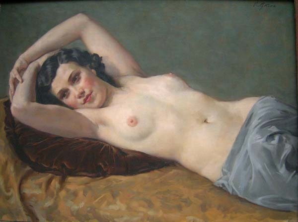 Nu couché par Gustav Sykora (Tchèque, né en 1889)-photo-2