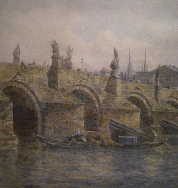 Charles Bridge In Praque By Victoria Susanna Colkett-hine (british, B.1840)-photo-2
