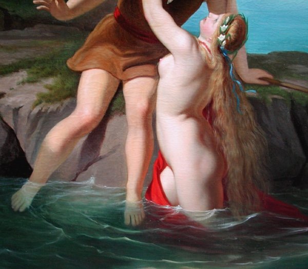 Young Fisherman And Sea Nymph By Georg Kugler (born 1840 In Vienna)-photo-1