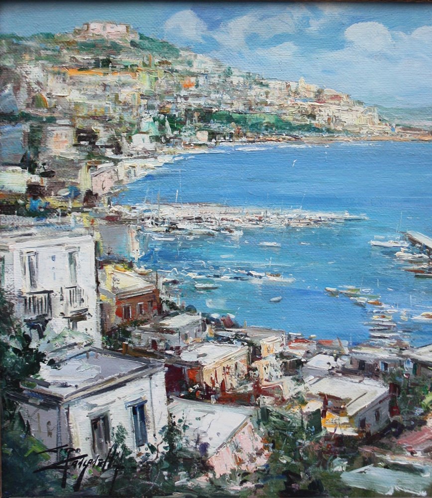 Ciro Canzanella (né En 1948 à Naples) Vue impressionniste de Naples-photo-3