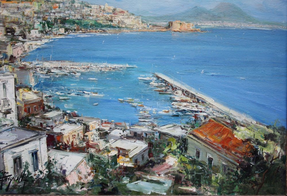 Ciro Canzanella (né En 1948 à Naples) Vue impressionniste de Naples-photo-2