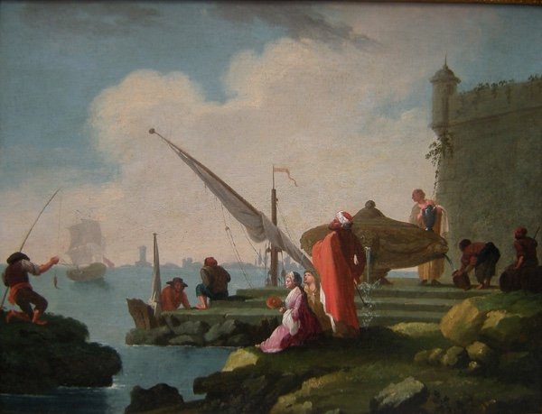 Charles-François Lacroix de Marseille (1700-1782), attr. Scène portuaire méditerranéenne II-photo-2