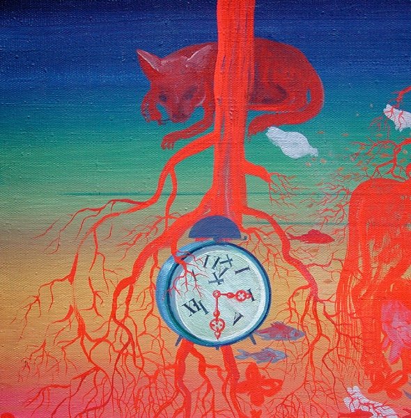 Vassilij I. Pasivenko (Ukrainien, né en 1939) Tableau surréaliste "Temps - I"-photo-4