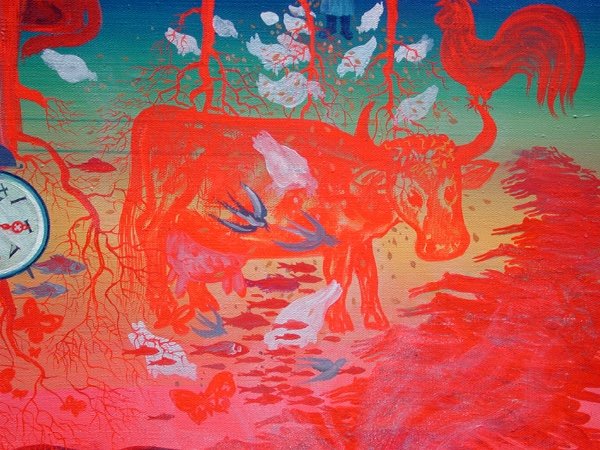 Vassilij I. Pasivenko (Ukrainien, né en 1939) Tableau surréaliste "Temps - I"-photo-1