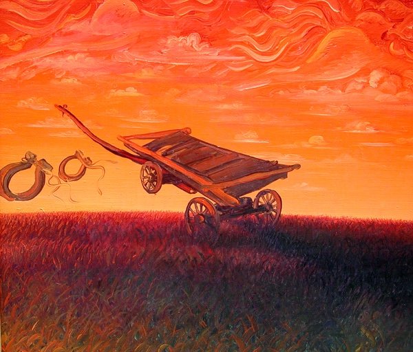 Vassilij I. Pasivenko (Ukrainien, né en 1939) Tableau surréaliste "Le Temps - III"-photo-3