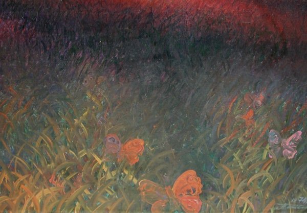 Vassilij I. Pasivenko (Ukrainien, né en 1939) Tableau surréaliste "Le Temps - III"-photo-1