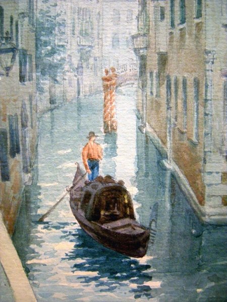 Natale Gavagnin (1851 - 1923) A Pair Of Venice Views With Gondola-photo-4