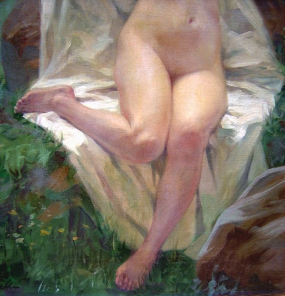 Nude On The Beach  By Viktor Schivert (romanian 1863 - 1929)-photo-1