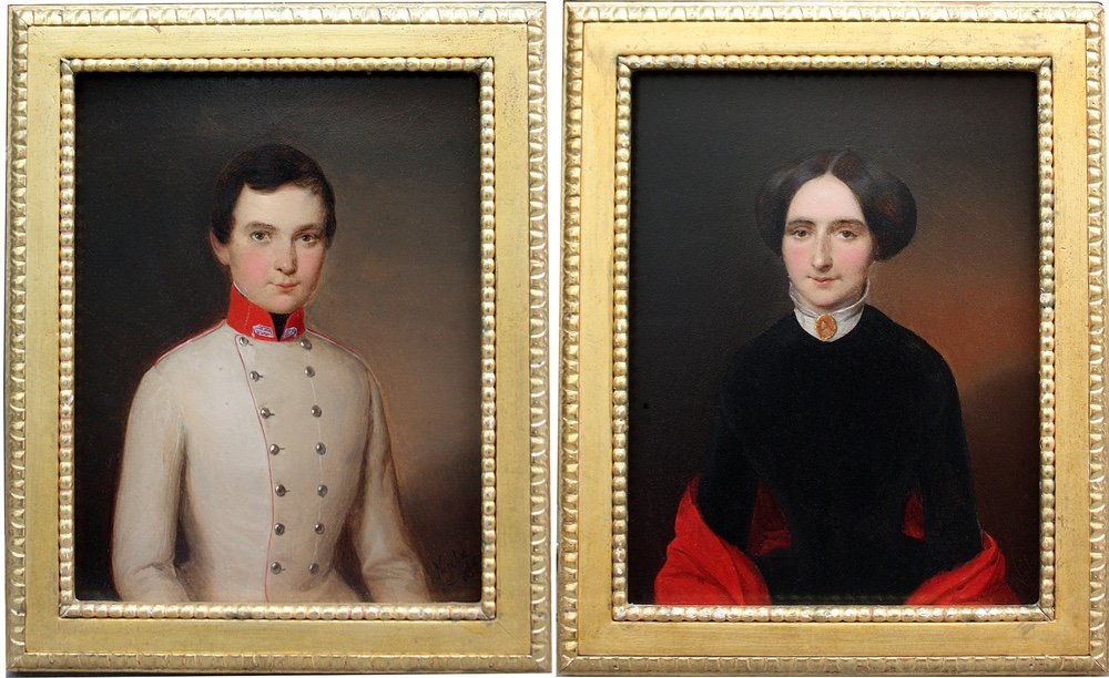 Johann Nejebse (autrichien-tchèque, 1810-1856) Deux portraits de jeunes frères et sœurs
