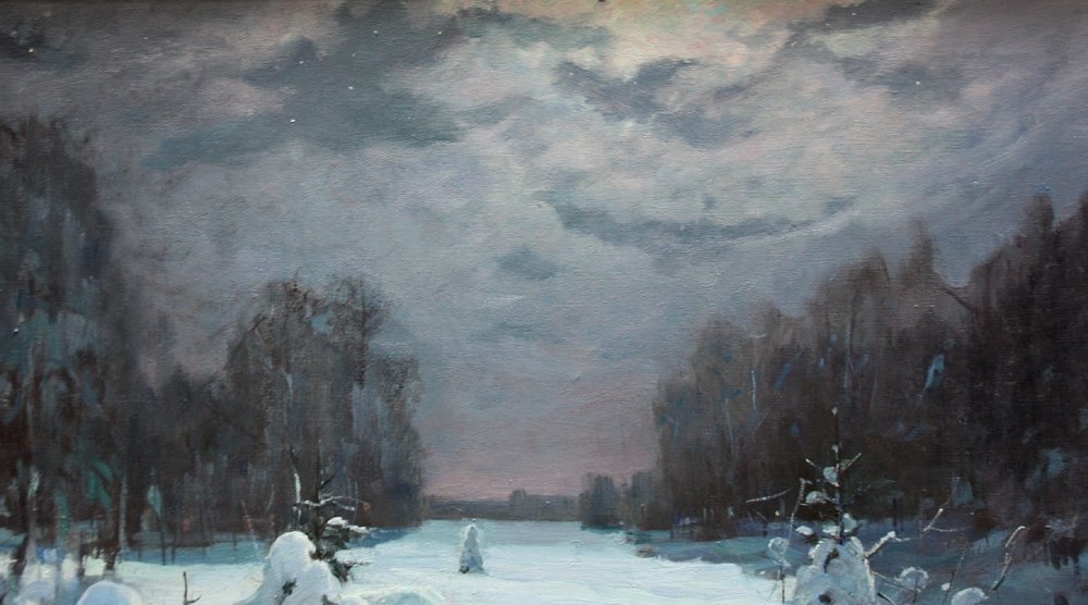 Lidya Isaakovna Brodskaja (russian, 1910 - 1991) Winter Night Near Moscow-photo-2