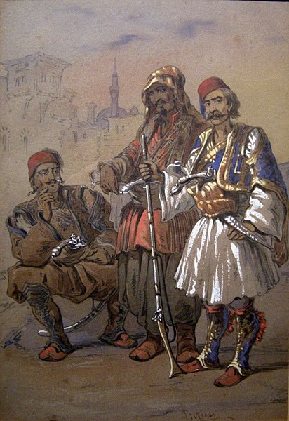 Amadeo Preziosi (1816 - 1882) Guerriers ottomans à Istanbul