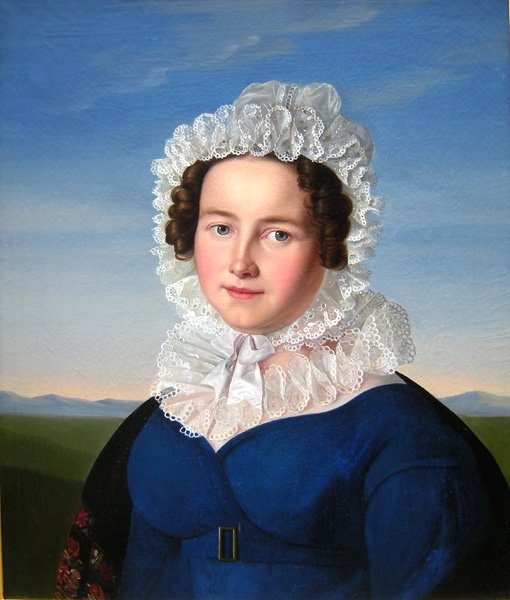 Friedrich Wilhelm Schadow (1788 - 1862), attr. Portrait d'une jeune femme au bonnet de dentelle-photo-2