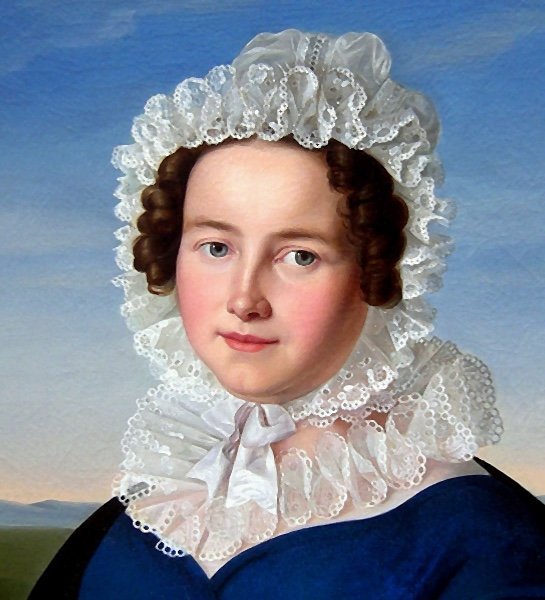 Friedrich Wilhelm Schadow (1788 - 1862), attr. Portrait d'une jeune femme au bonnet de dentelle-photo-3