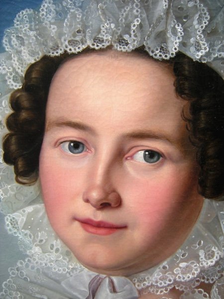 Friedrich Wilhelm Schadow (1788 - 1862), attr. Portrait d'une jeune femme au bonnet de dentelle-photo-4