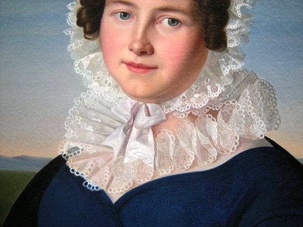 Friedrich Wilhelm Schadow (1788 - 1862), attr. Portrait d'une jeune femme au bonnet de dentelle-photo-1