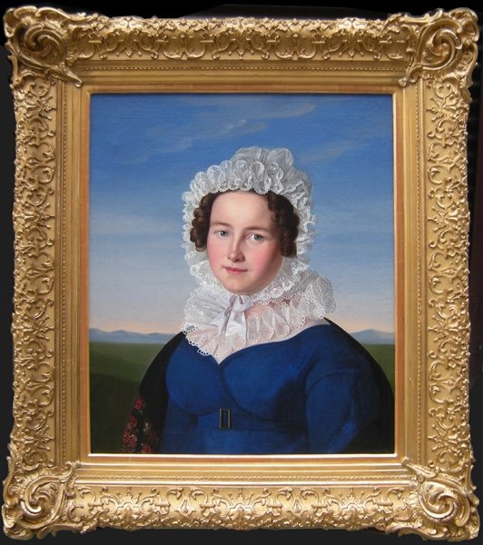 Friedrich Wilhelm Schadow (1788 - 1862), attr. Portrait d'une jeune femme au bonnet de dentelle