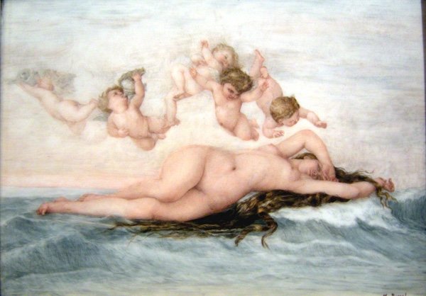 Plaque En Porcelaine, 19 Siècle « La Naissance de Vénus », d'Après Alexandre Cabanel 