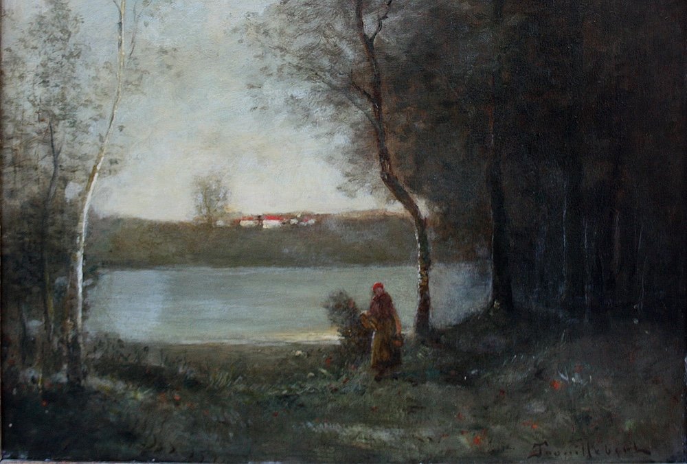 Paul Désiré Trouillebert (Français, 1829 - 1900) Paysage aux environs de la ville d'Auvray près de Paris-photo-3