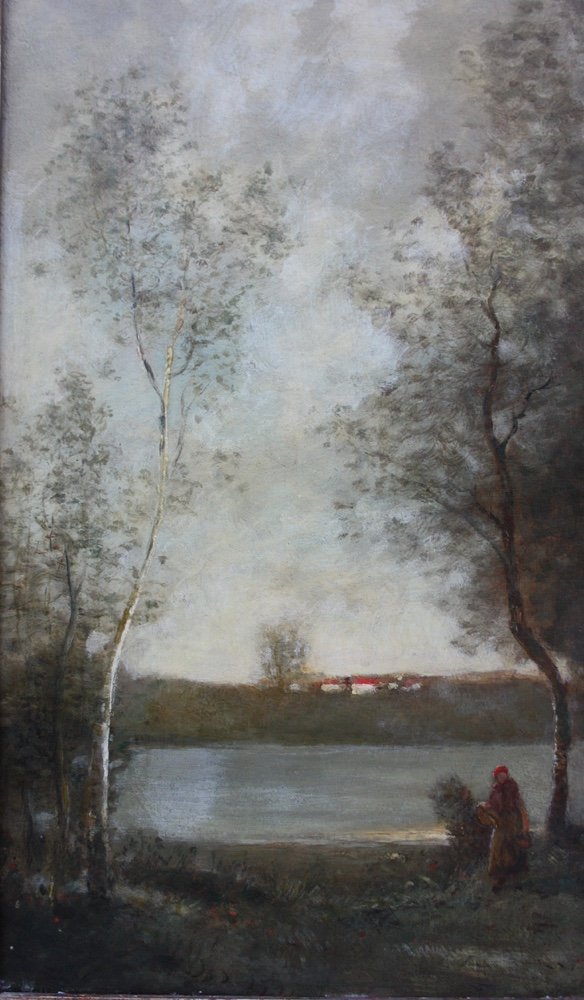 Paul Désiré Trouillebert (Français, 1829 - 1900) Paysage aux environs de la ville d'Auvray près de Paris-photo-4