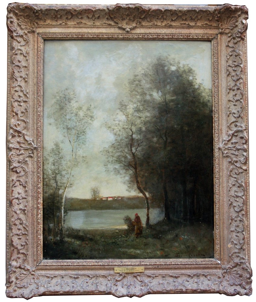 Paul Désiré Trouillebert (french, 1829 - 1900) Landscape Nearby Of The Town  Auvray Near Paris