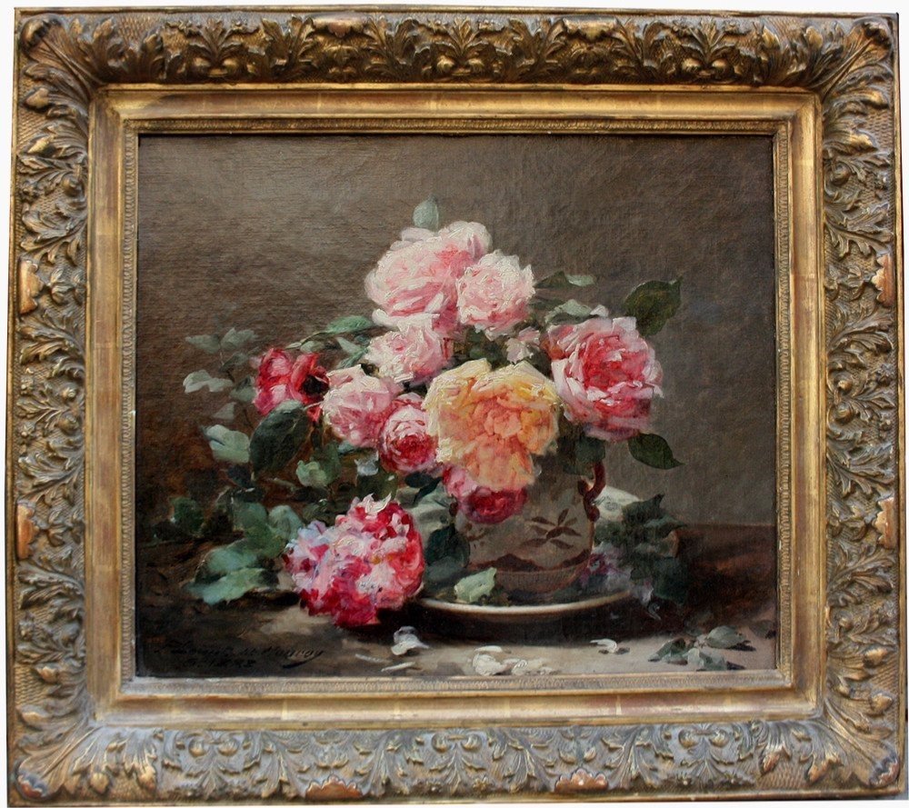 Paul Lecuit-monroy (1858 -paris- 1926) "still Life With Roses"
