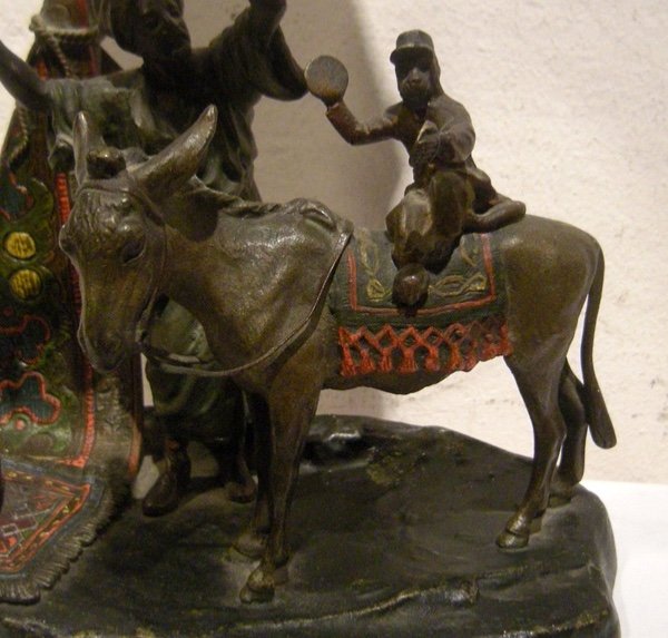 Antique Vienna Bronze By A.chotka Oriental Bronze Lamp-photo-4