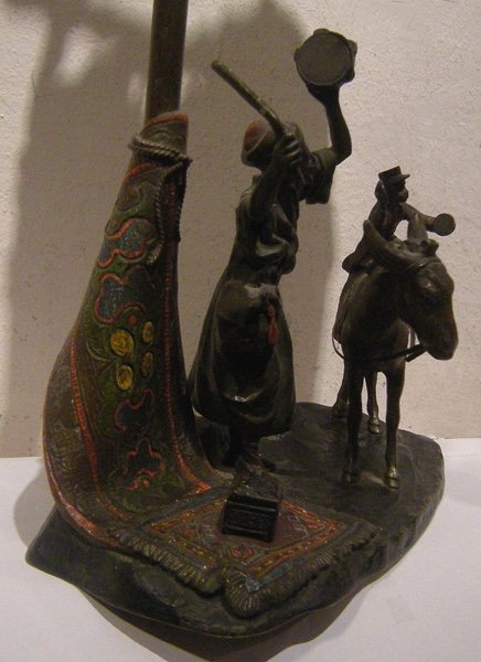 Antique Vienna Bronze By A.chotka Oriental Bronze Lamp-photo-1