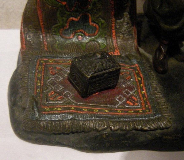 Antique Vienna Bronze By A.chotka Oriental Bronze Lamp-photo-2