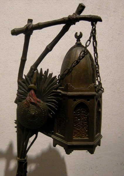 Antique Vienna Bronze By A.chotka Oriental Bronze Lamp-photo-3