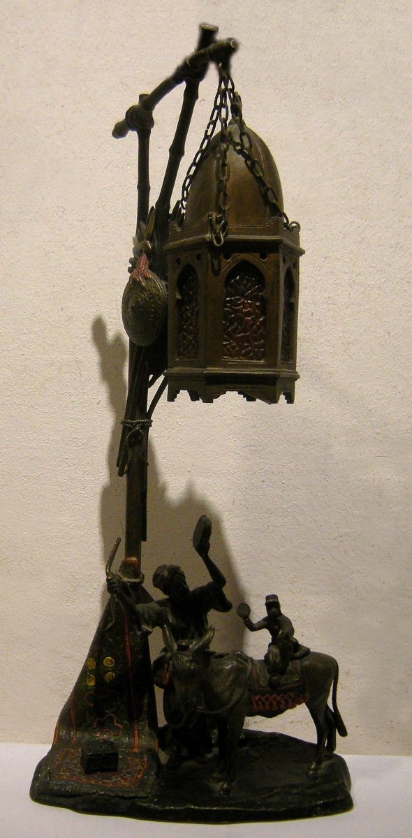 Bronze de Vienne Antique par A.Chotka Lampe orientale en bronze-photo-7