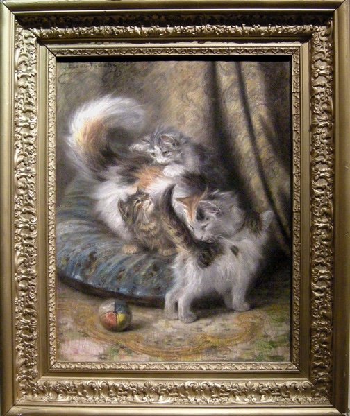 Famille de chats par Eloi Fouche (français, 1854-1918)