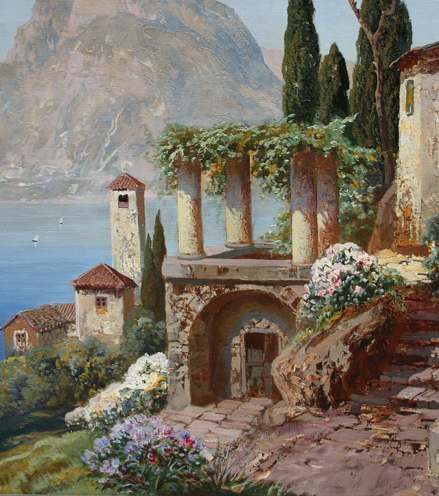 Village de Gandria sur le lac de Lugano par Alois Arnegger (autrichien 1879-1967)-photo-4