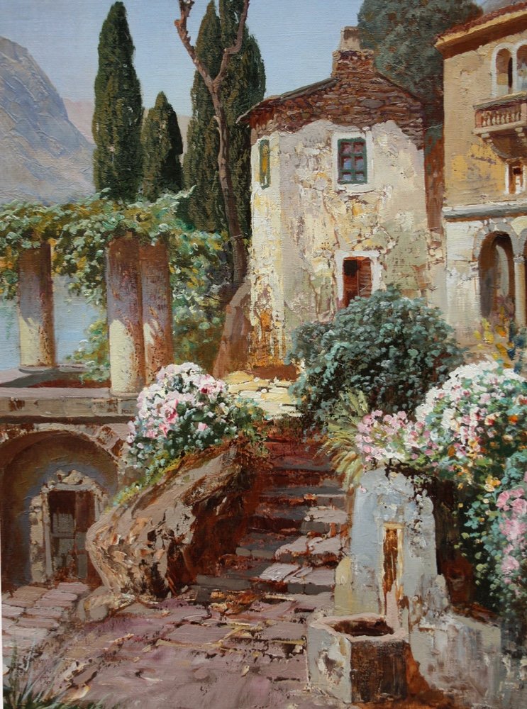 Village de Gandria sur le lac de Lugano par Alois Arnegger (autrichien 1879-1967)-photo-2