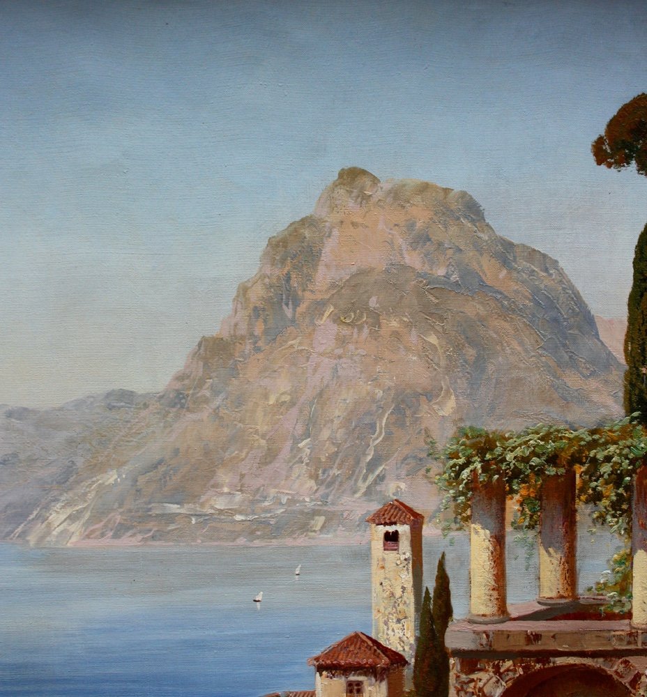 Village de Gandria sur le lac de Lugano par Alois Arnegger (autrichien 1879-1967)-photo-3