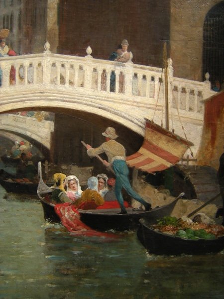 Germain Fabius Brest ( 1823 - 1900) Gondoles  devant le Pont des Soupirs à Venise-photo-3